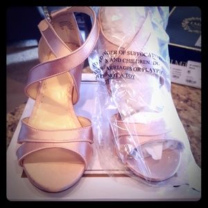 Pink blush satin heels